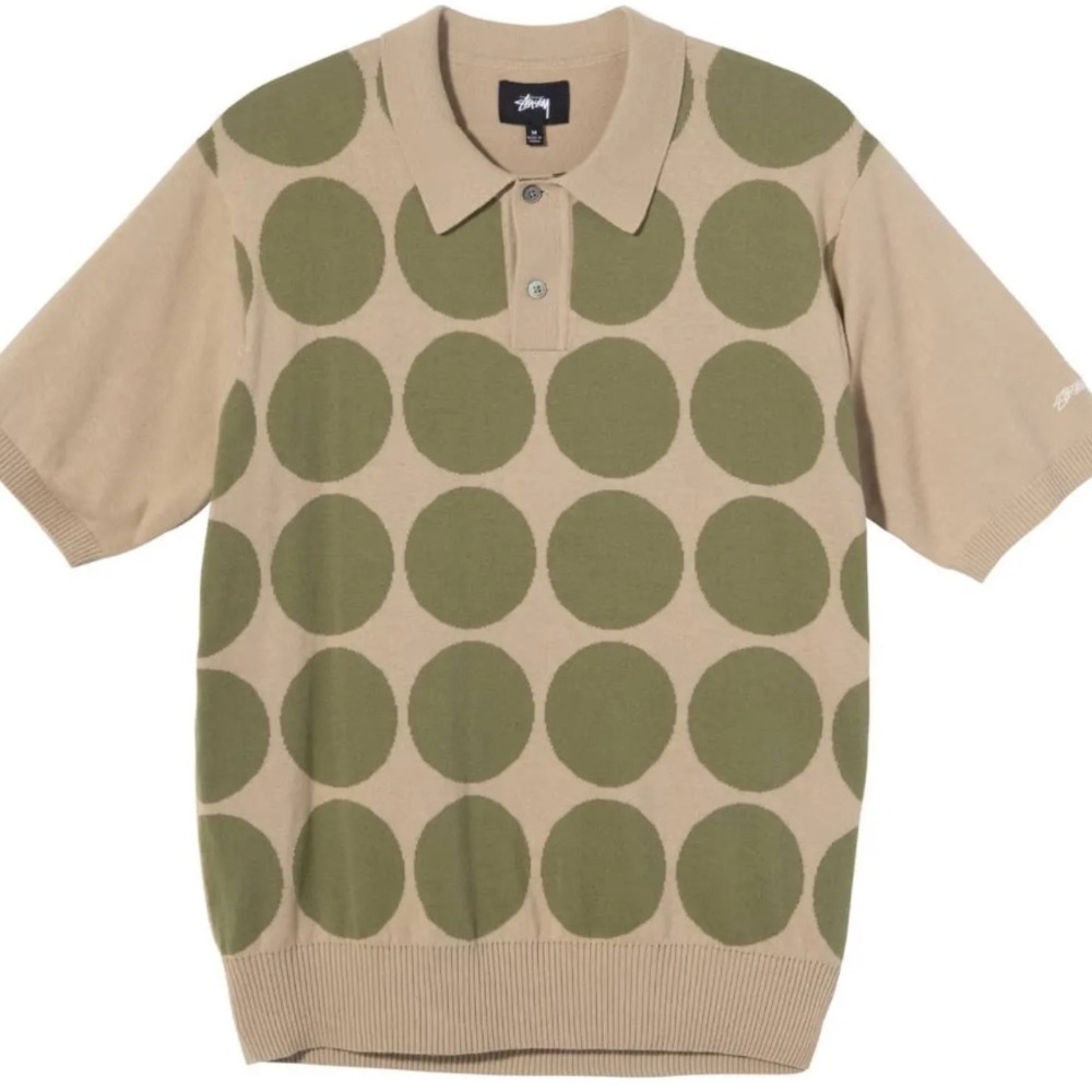 Stussy Circle Polka Dot Polo Shirt Retro Streetwear Inspired